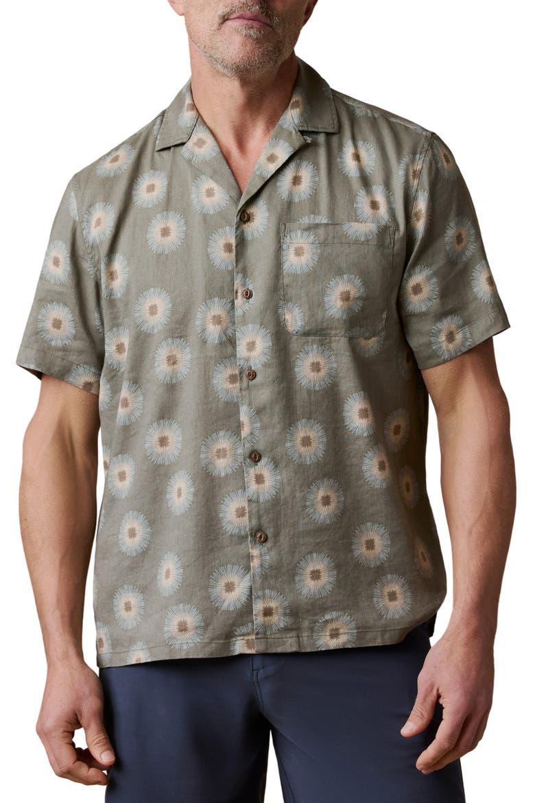 Breeze Linen Blend Camp Shirt, Main, color, ISLAND OLIVE FIREWORKS