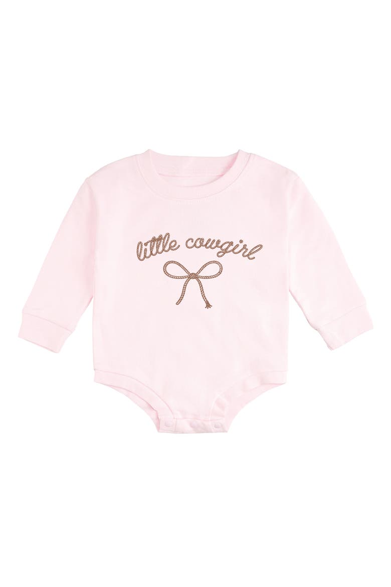 Little Cowgirl Western Long Sleeve Romper, Main, color, Ballet Pink