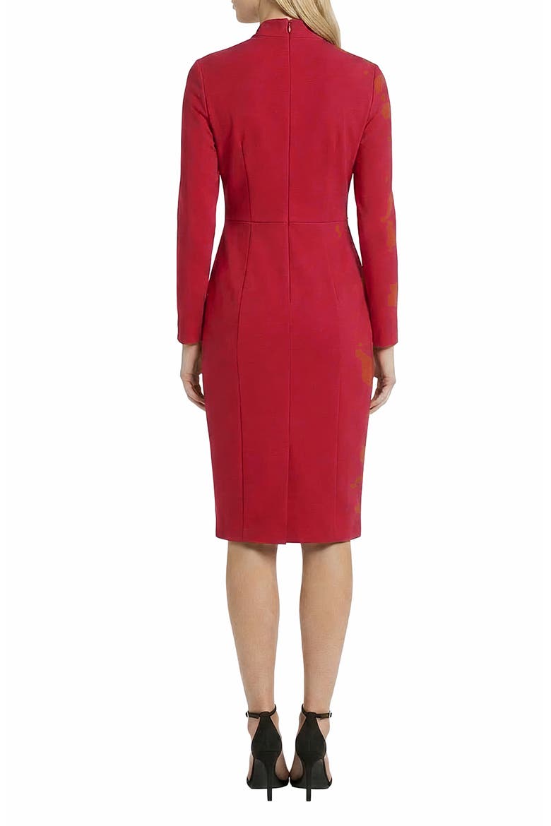 Scuba Crepe Long Sleeve Sheath Dress, Alternate, color, RED