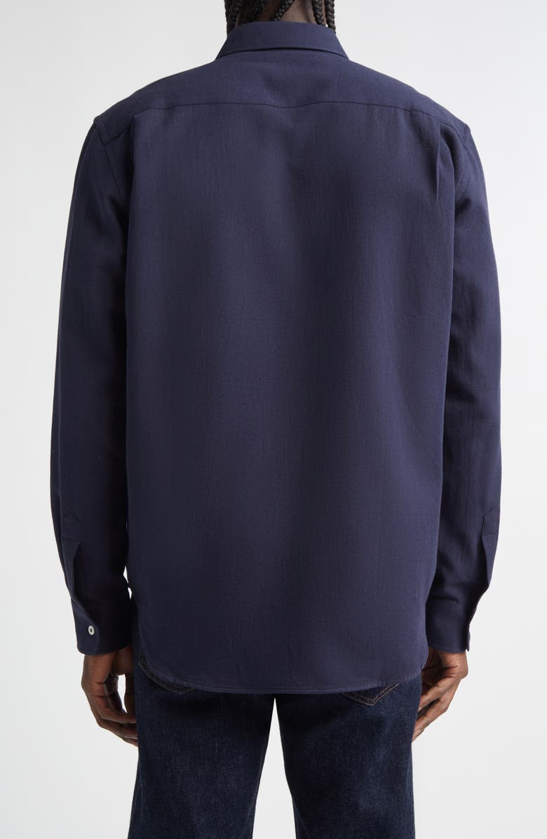 De Bonne Facture Artist Cotton & Hemp Button-Up Shirt, Alternate, color, Navy