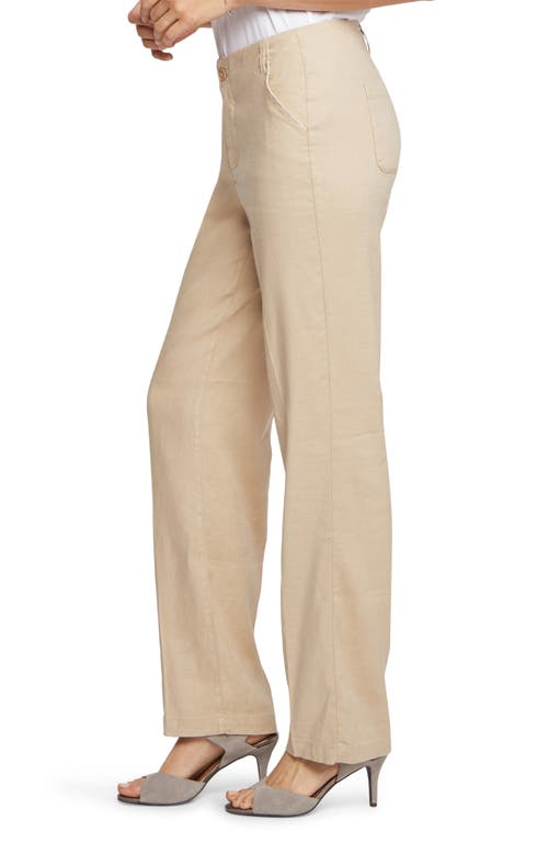 Shop Nydj Marilyn Linen Blend Straight Leg Pants In Feather