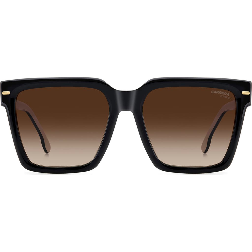 Carrera Eyewear 56mm Gradient Square Sunglasses In Black White/brown Sf