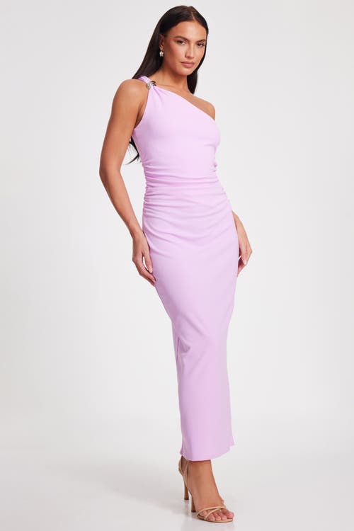 Quiz Scuba Crepe One Shoulder Buckle Detail Maxi Dress In Lilac