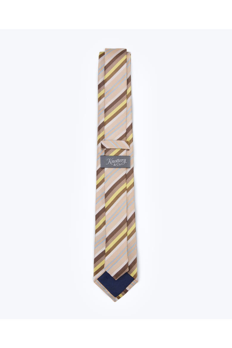 Balanced Striped Silk Jacquard Tie, Alternate, color, Camel
