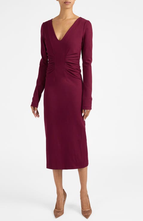 Willa Long Sleeve Midi Dress in Punto Milano