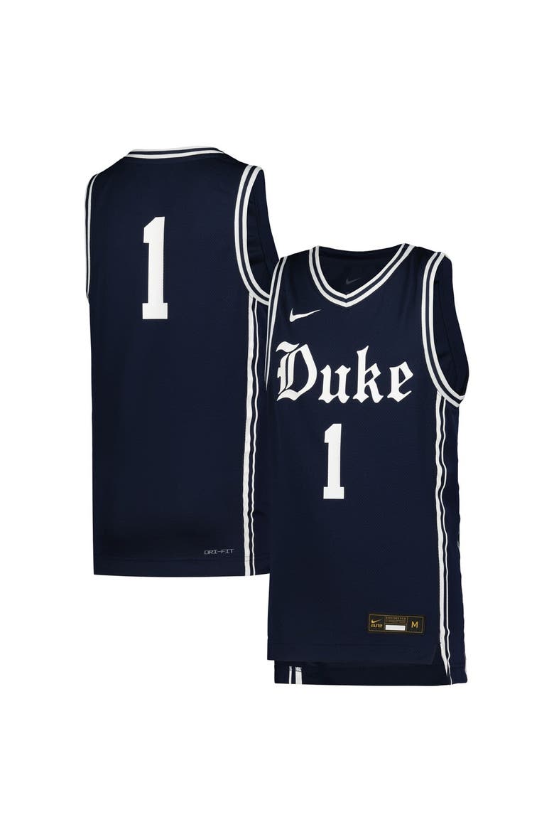 Youth Nike #1 Navy Duke Blue Devils Icon Replica Basketball Jersey, Main, color, Navy