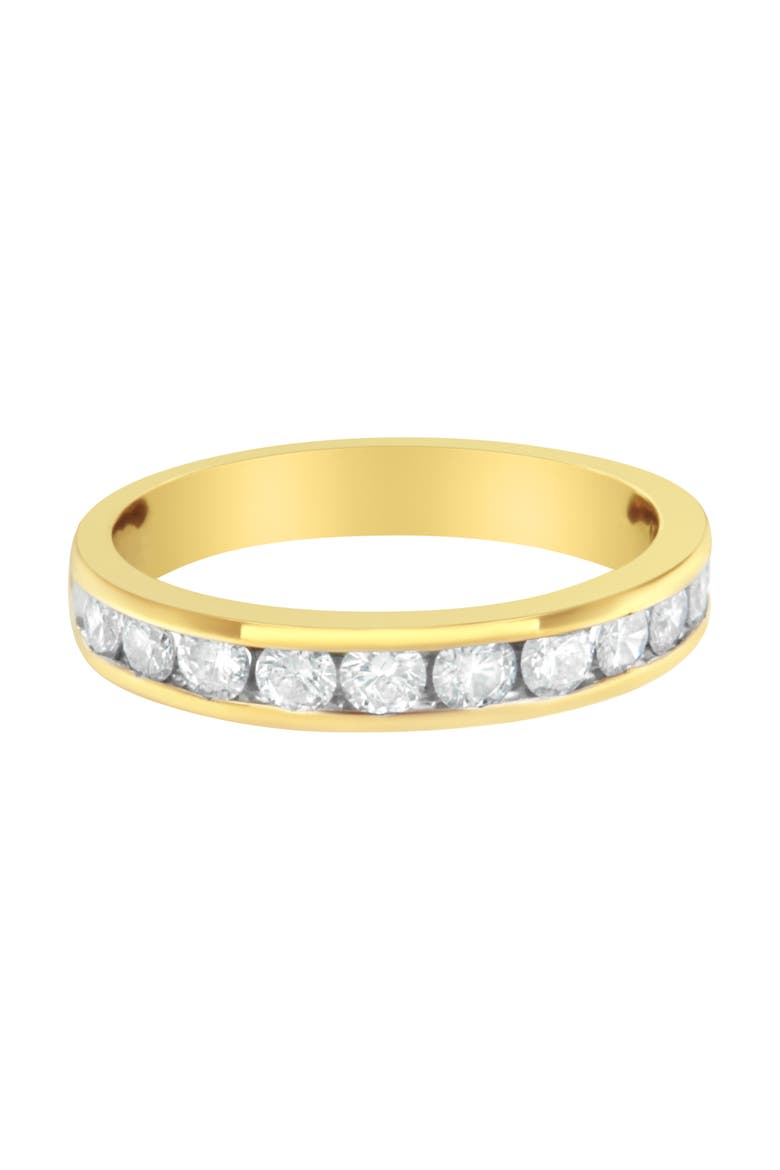 IGI Certified 18K Yellow Gold 1.0 ctw Channel Set Round-Cut Diamond 11 Stone Anniversary/Wedding Band Ring, Main, color, Yellow Gold