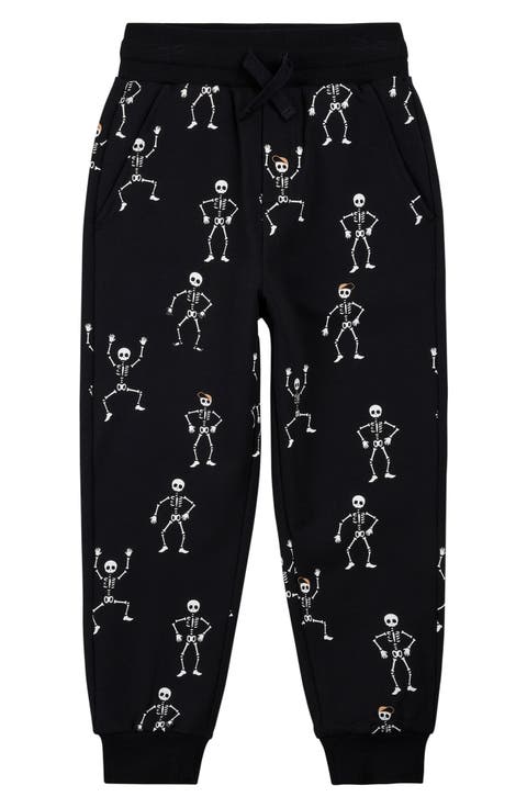 Kids' Skeleton Print Knit Jogger Pants