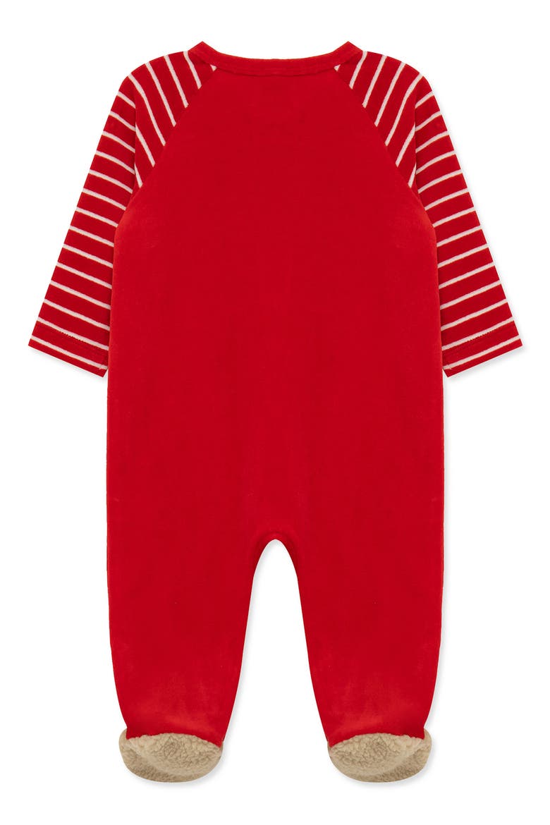 My First Christmas Holiday Bear Velour Footie, Alternate, color, RED