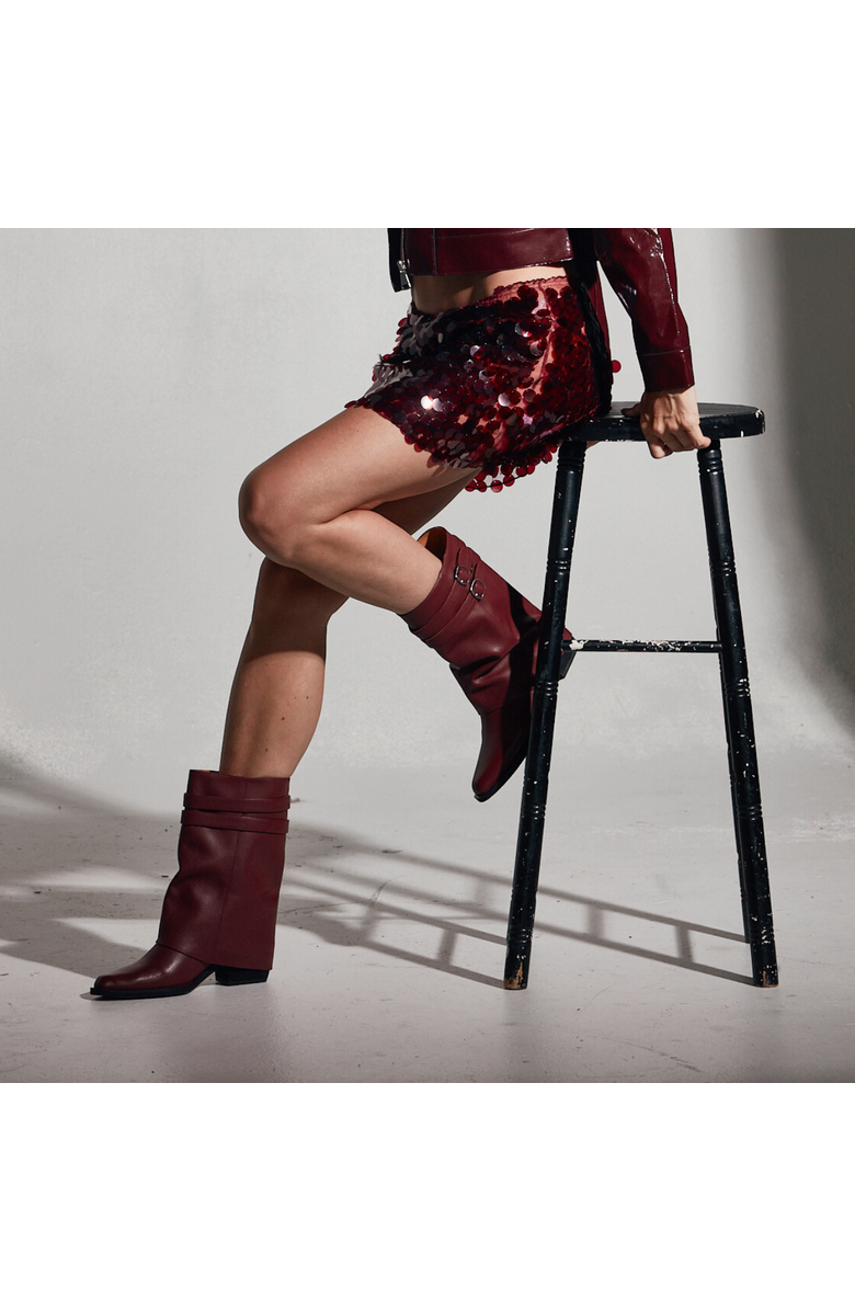 Amie Rafa Alma Foldover Leather Boots, Alternate, color, Burgundy