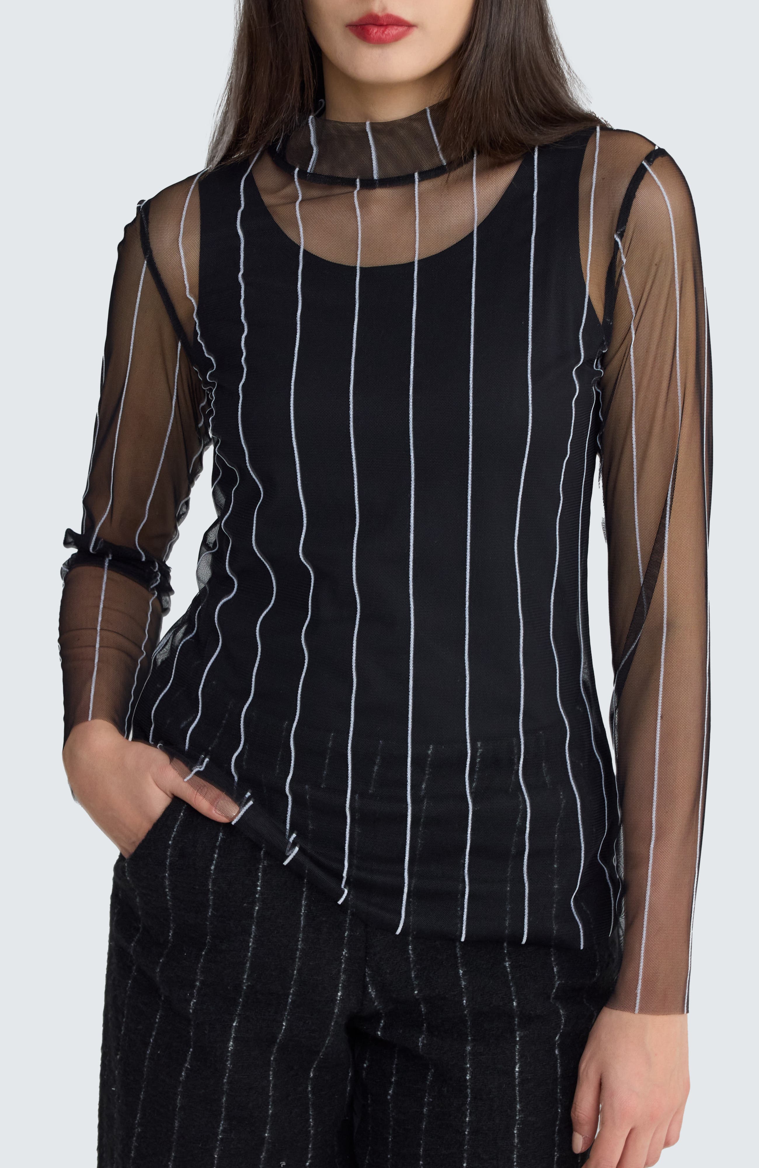 Eisley Striped Mesh Blouse - image 3