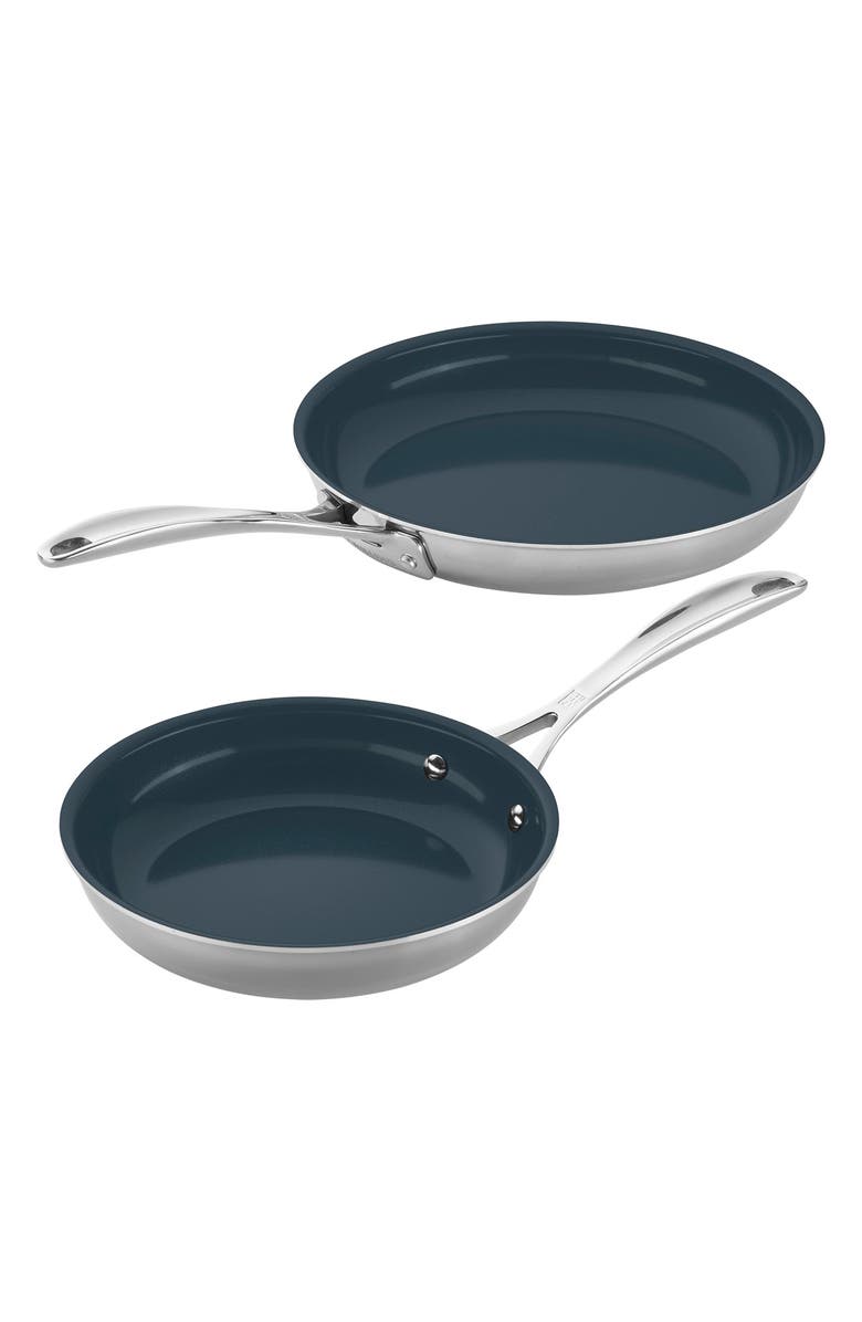 ZWILLING Clad CFX Stainless Steel Ceramic Nonstick Fry Pan 2-Piece Set, Main, color,