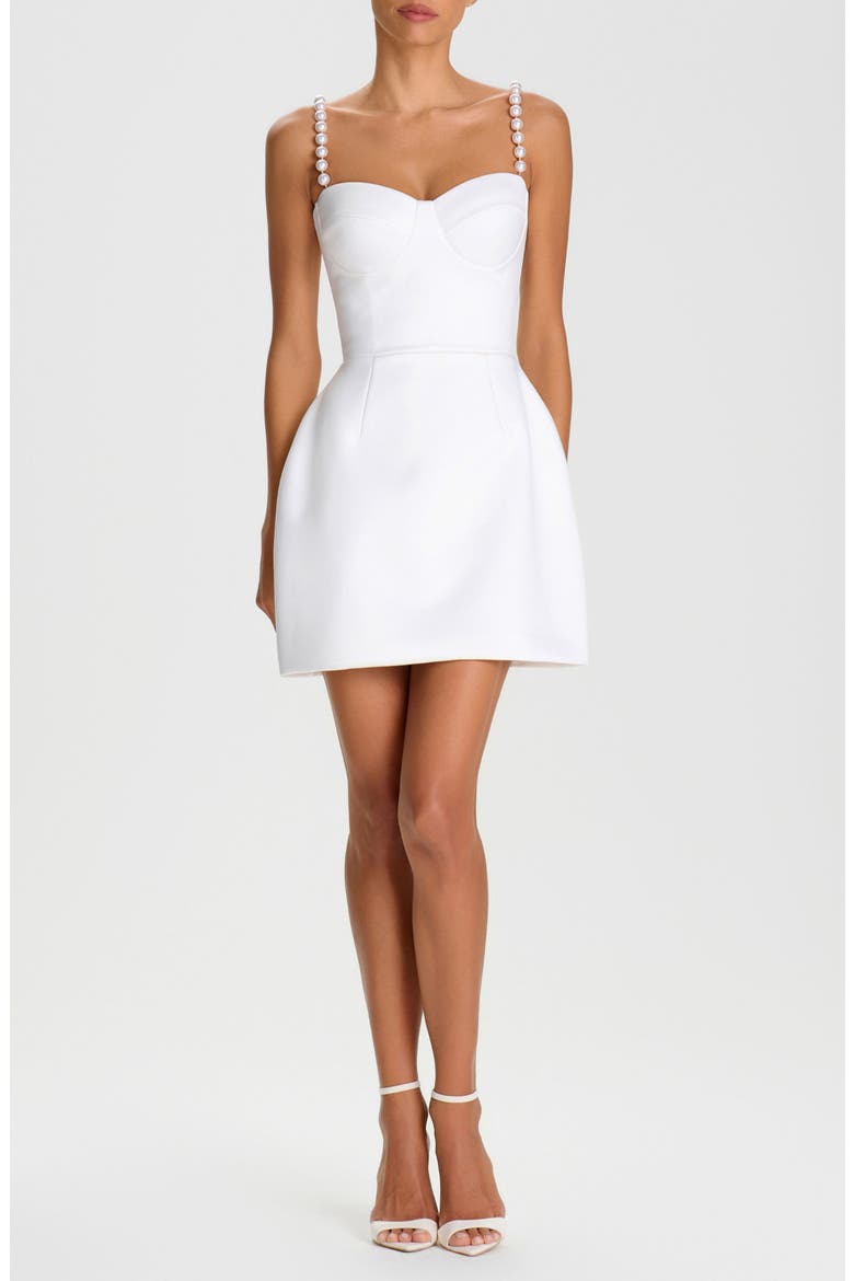 Sia Crepe Tulip Cocktail Minidress, Main, color, WHITE