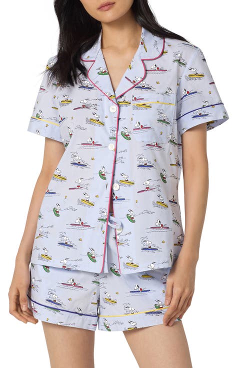 x Peanuts® Catch a Wave Organic Cotton Poplin Short Pajamas (Regular & Plus)