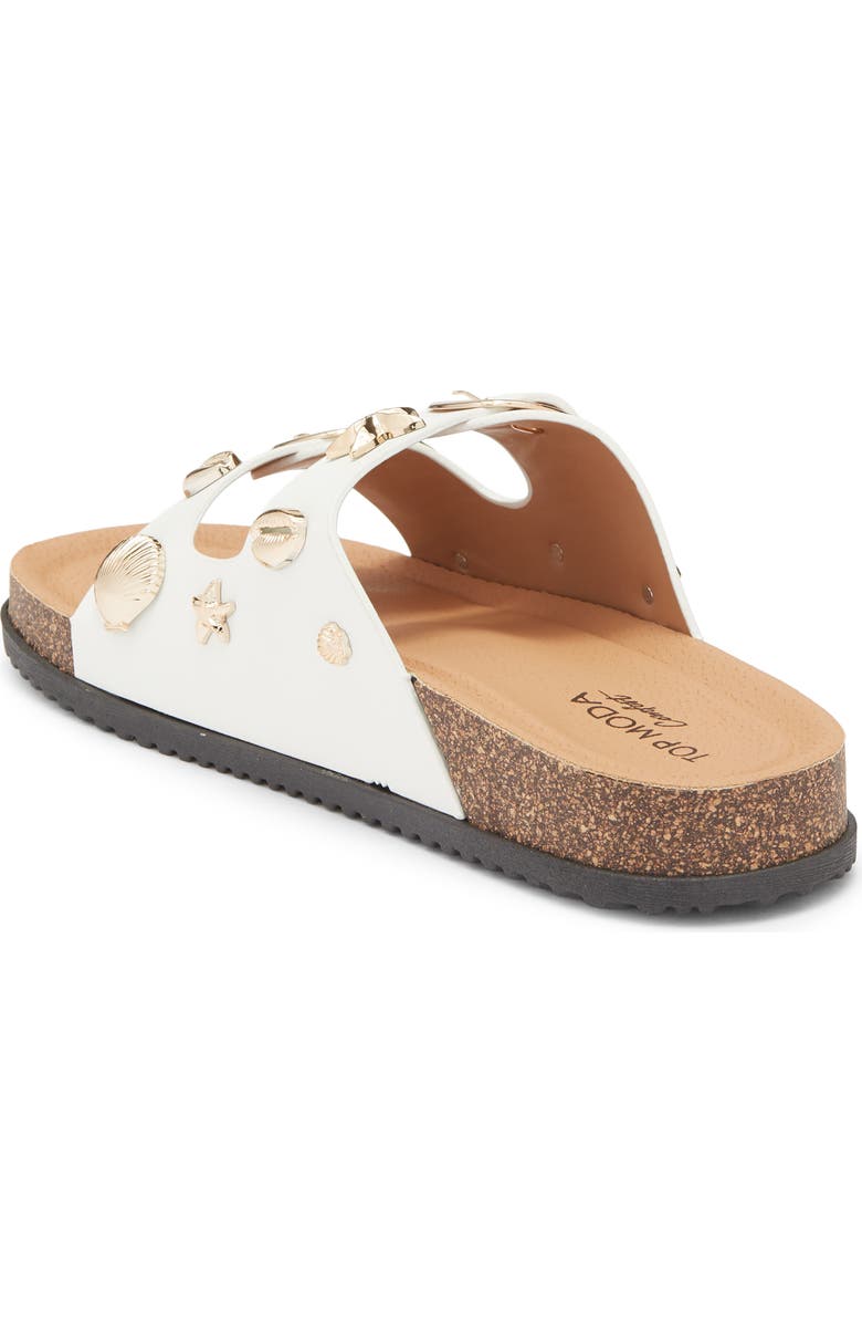 TOP MODA Arissa Double Strap Slide Sandal, Alternate, color, White Pu