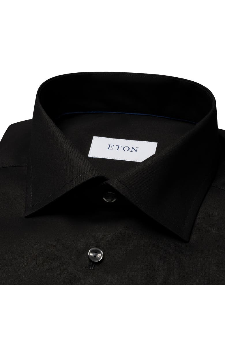 Eton Slim Fit Cotton Twill Dress Shirt, Alternate, color, Black