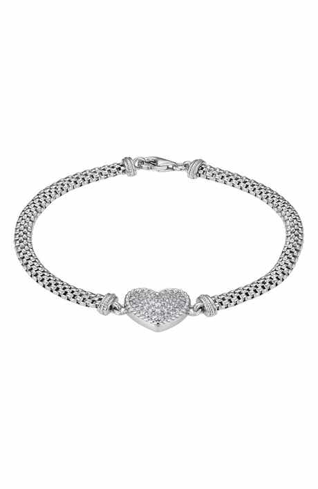 FUZION CREATIONS Cubic Zirconia Heart Mesh Bracelet