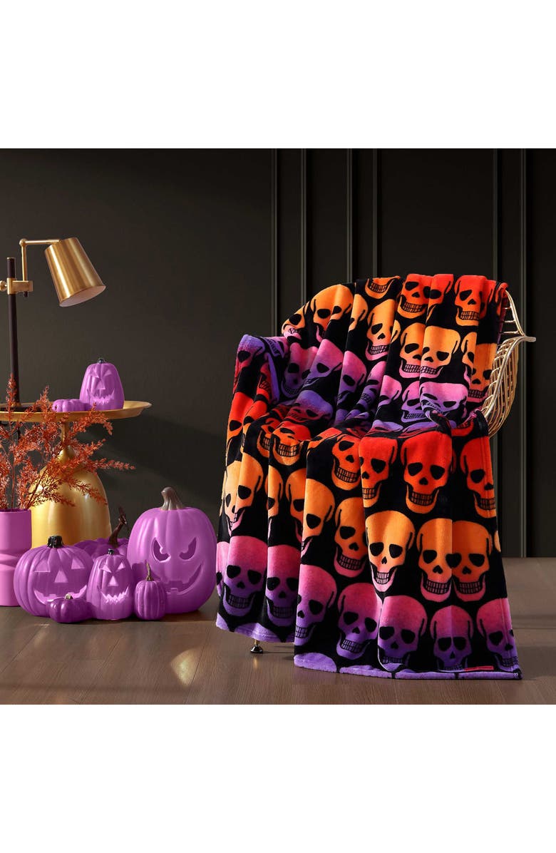 Betsey Johnson Skull Ombré Throw Blanket, Alternate, color, 