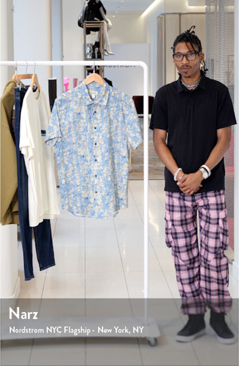 Dot Wash Stretch Short Sleeve Button-Up Shirt, sales video thumbnail