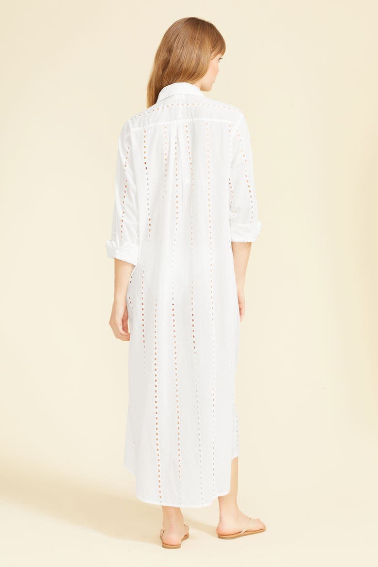 Positano Maxi Shirt Dress Cover-up, Alternate, color, White