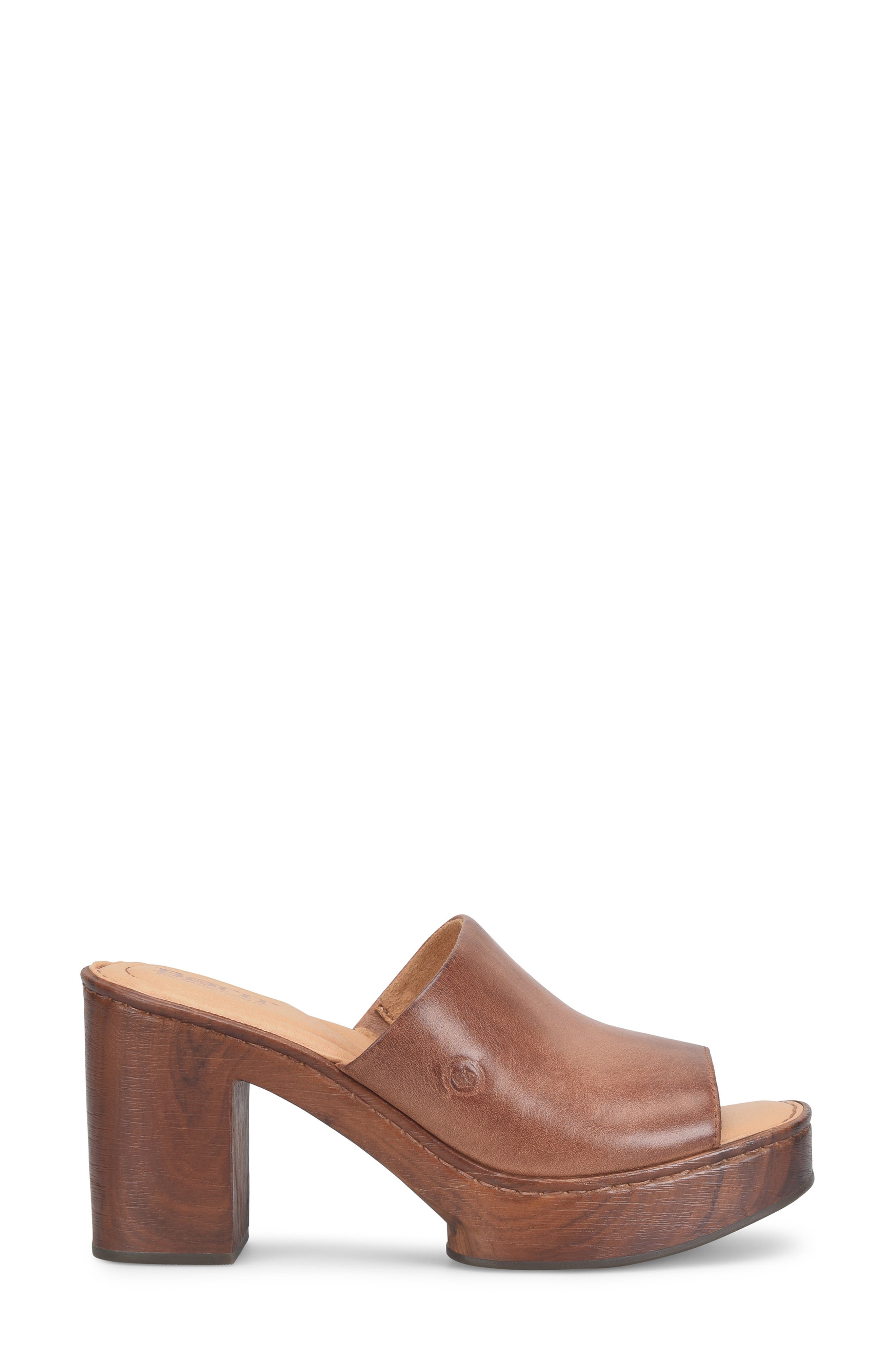 Nix Platform Slide Sandal, Alternate, color, BROWN LEATHER