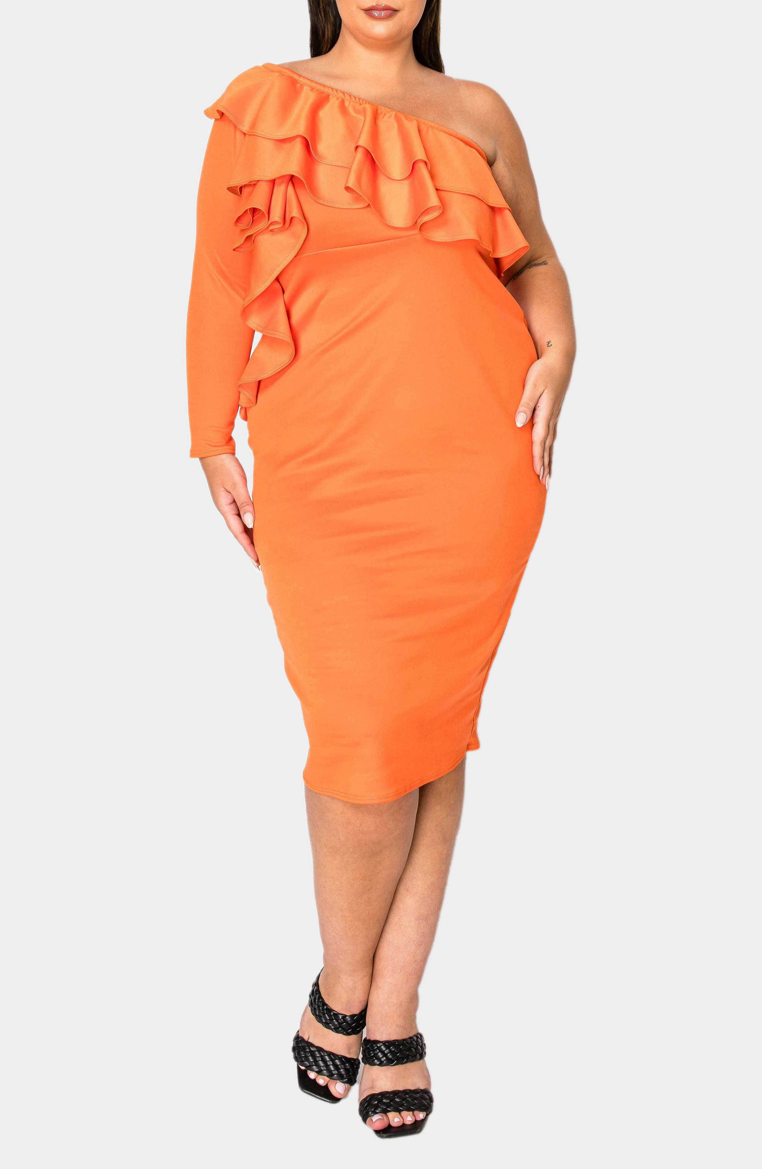 Val Ruffle One-Shoulder Midi Dress - image 3
