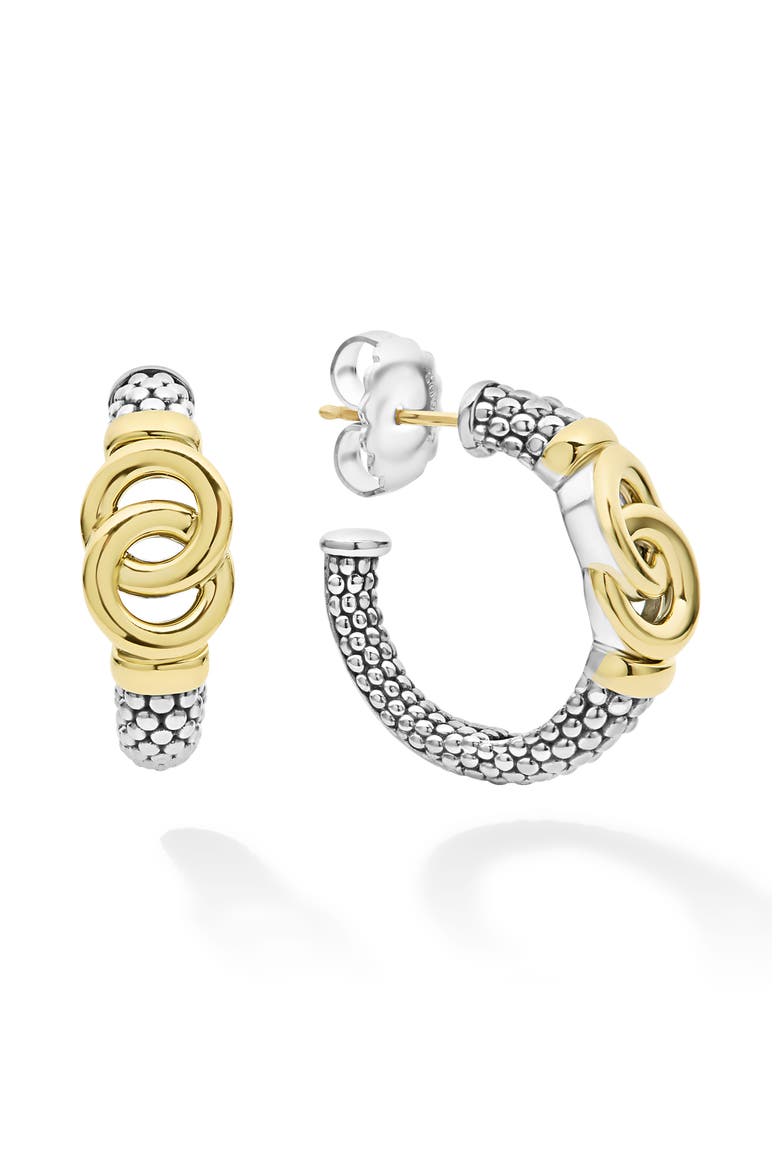 Signature Caviar Interlocking Circle Hoop Earrings, Alternate, color, TWO-TONE