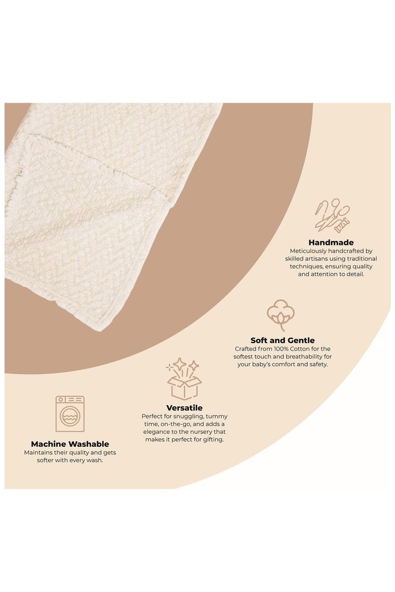 Oatmeal Boho Cotton Jacquard Baby Blanket, Alternate, color, CREAM