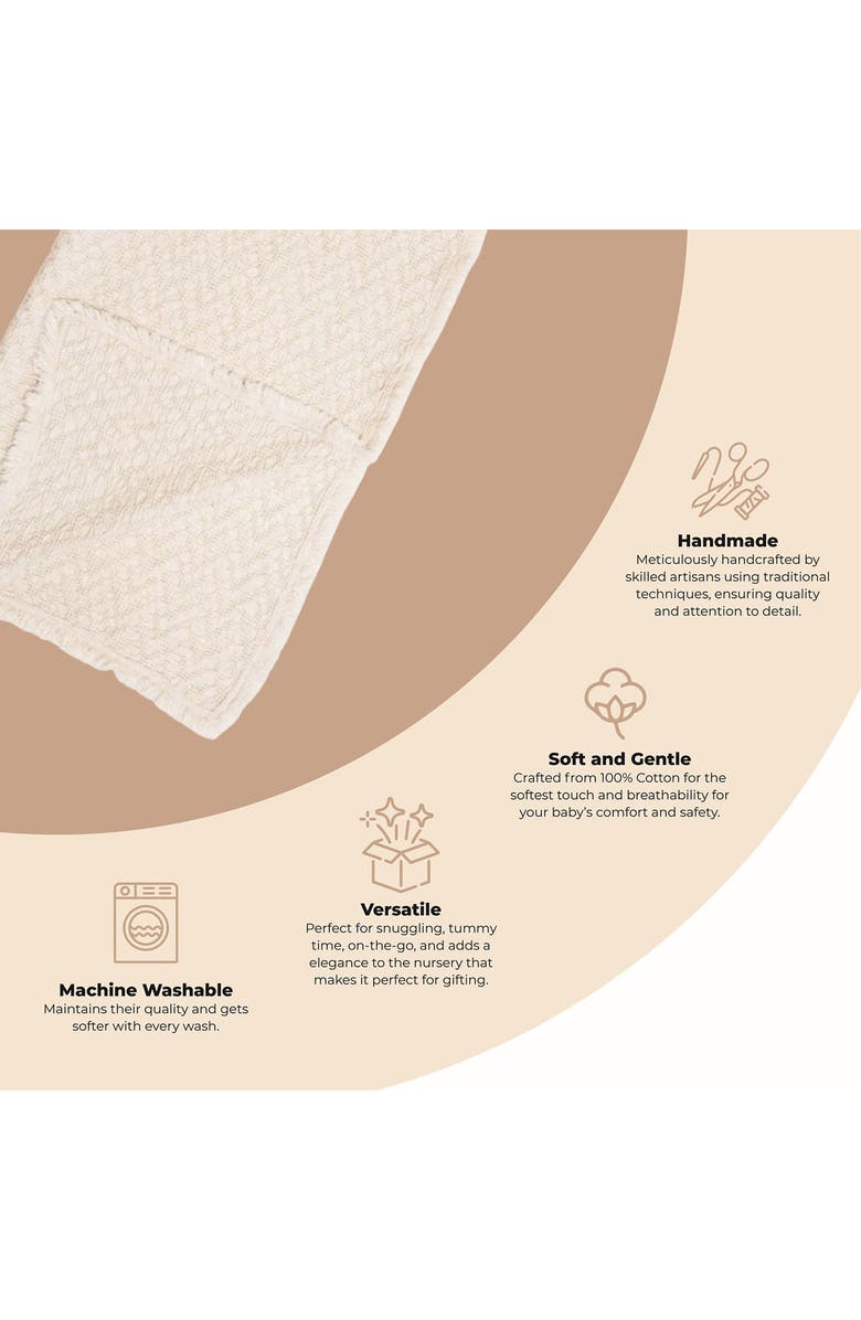 CRANE BABY Oatmeal Boho Cotton Jacquard Baby Blanket, Alternate, color, Cream