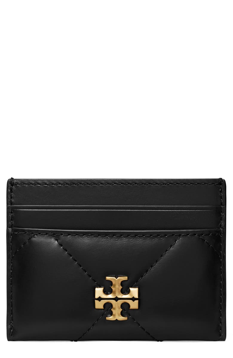 Tory Burch Kira Diamond Quilted Leather Card Case, Main, color, Black