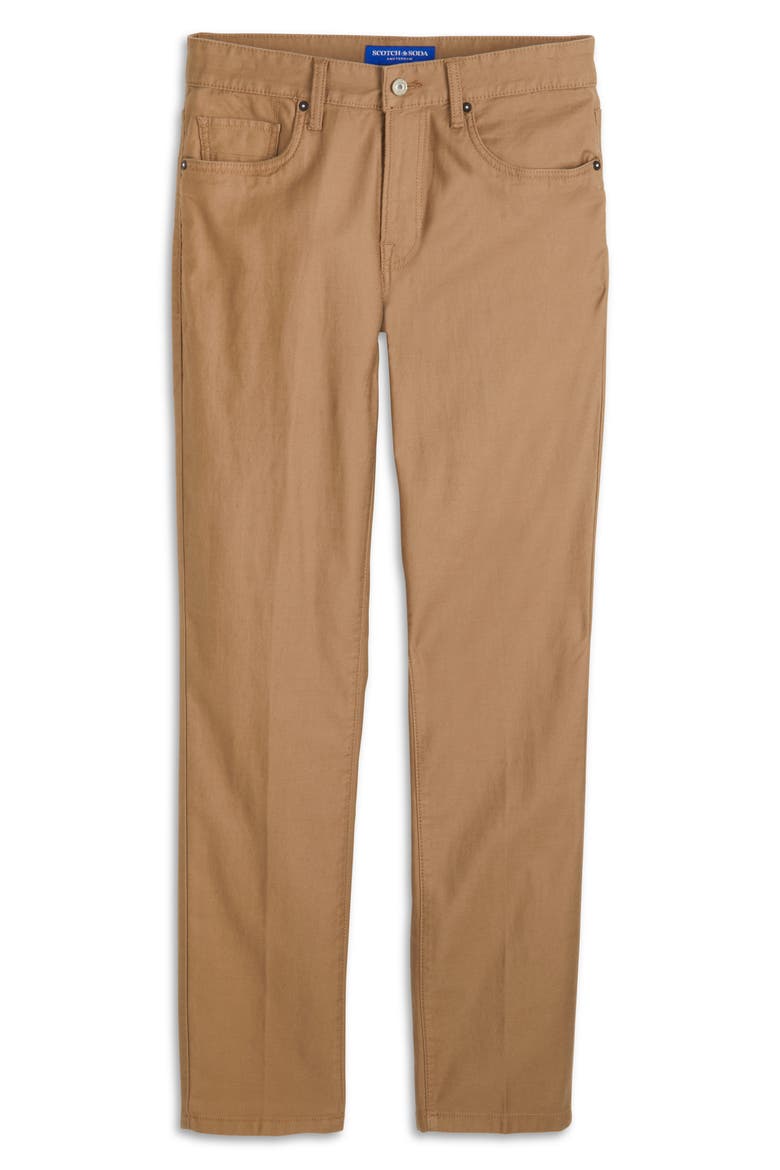 Dobby Stretch Cotton Straight Leg Pants, Main, color, MEDIUM BROWN