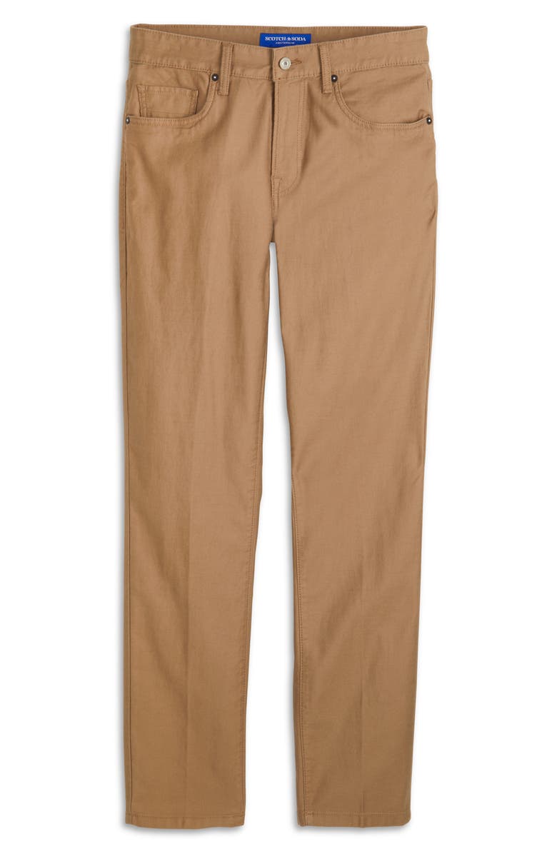 Scotch & Soda Dobby Stretch Cotton Straight Leg Pants, Main, color, Medium Brown