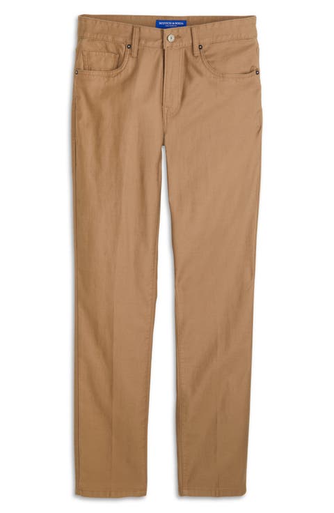 Dobby Stretch Cotton Straight Leg Pants
