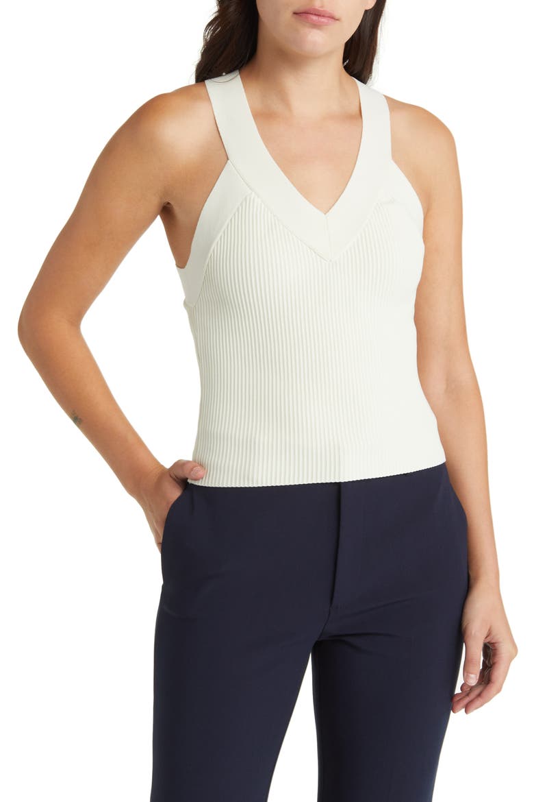 Cross Back Strap Rib Tank, Main, color, IVORY