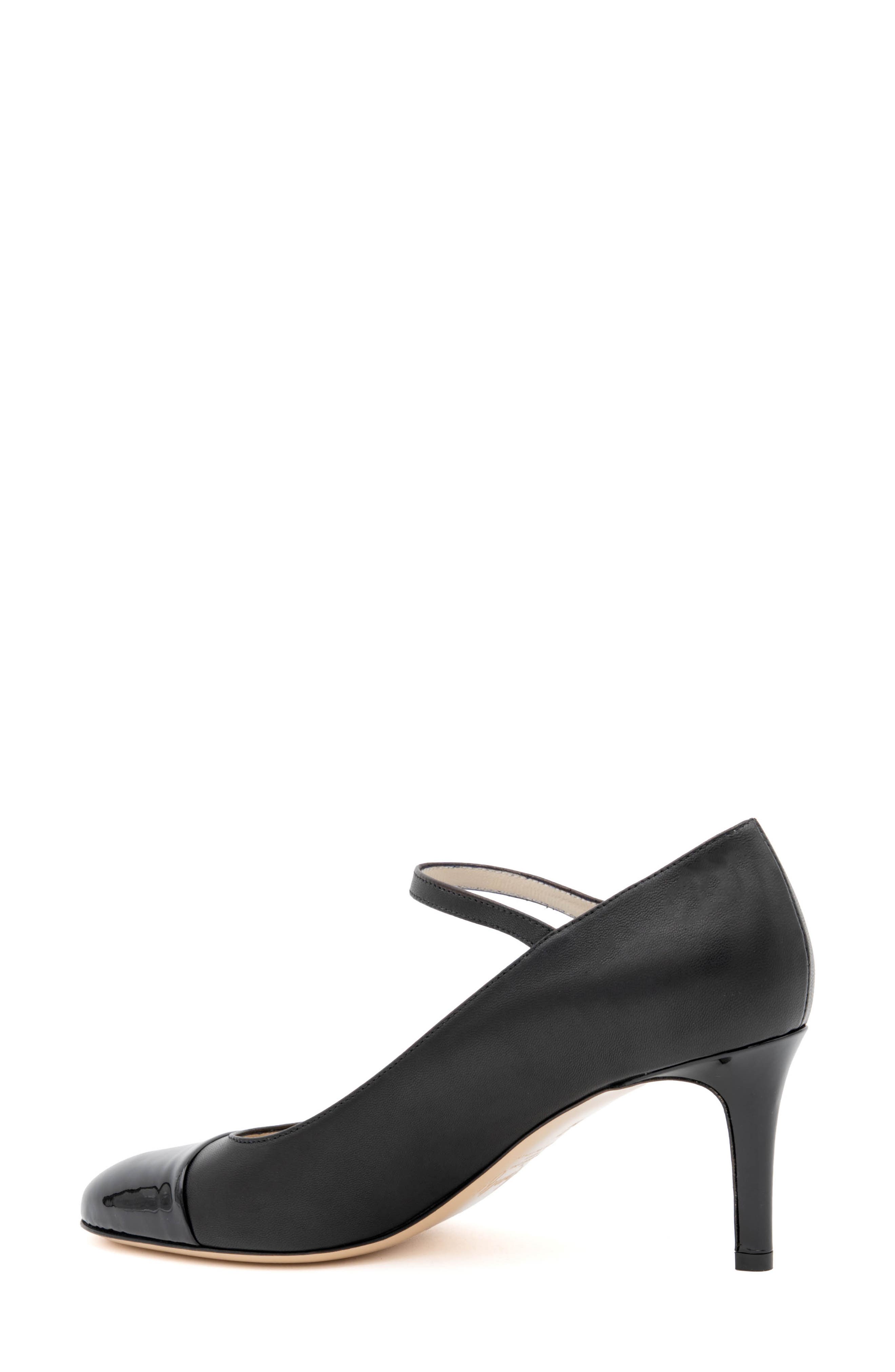 Amalfi by Rangoni Lilli Ankle Strap Cap Toe Pump, Alternate, color, Black Parm Black Vernice