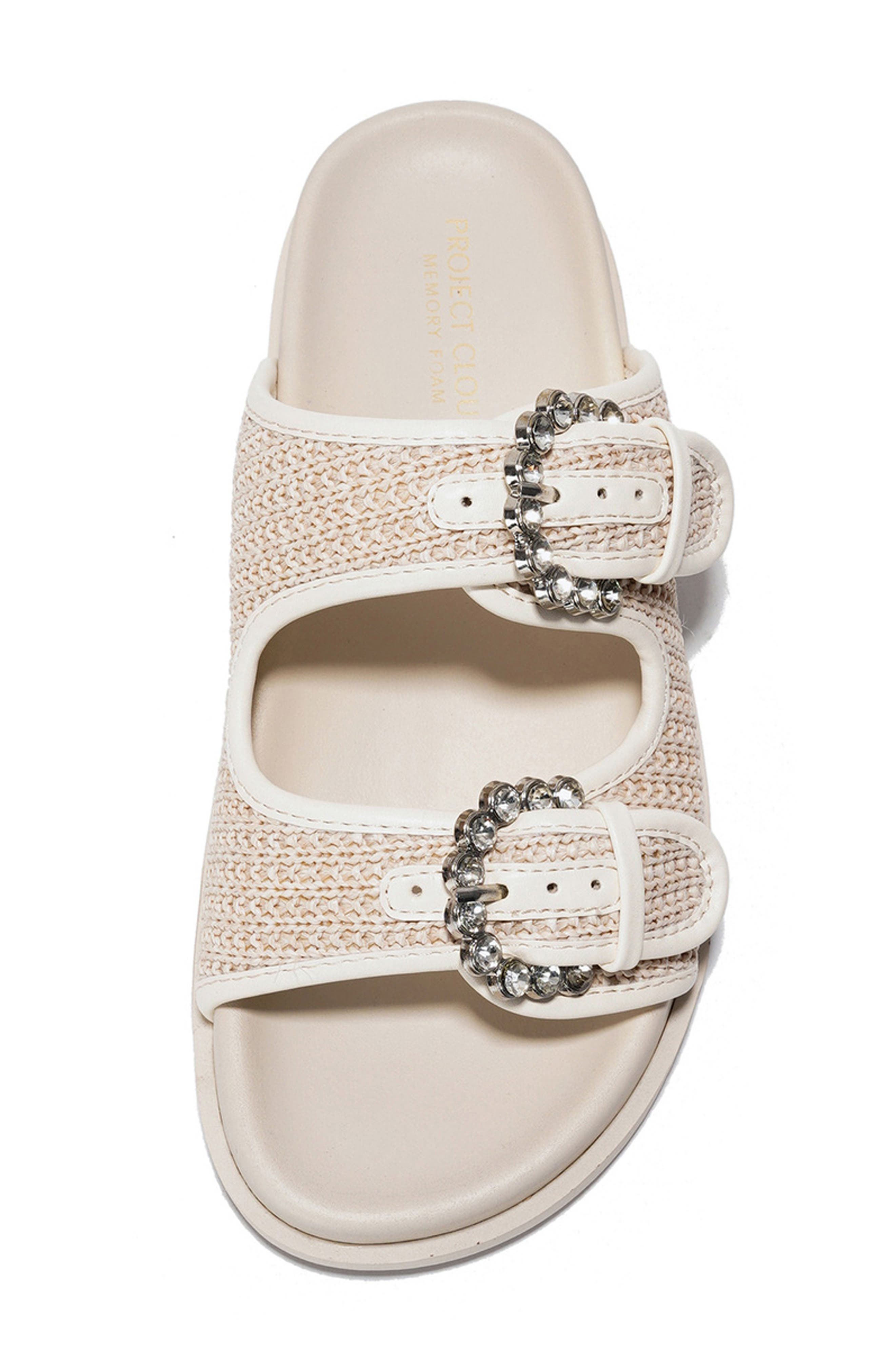 Project Cloud Elora Slide Sandal, Alternate, color, White Raffie