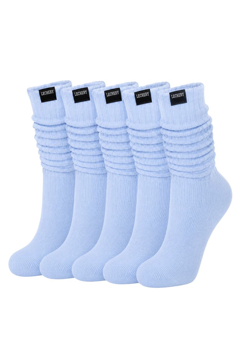 5-Pack Mid-Calf Fashion Boot Scrunch Socks, Main, color, Powder Blue