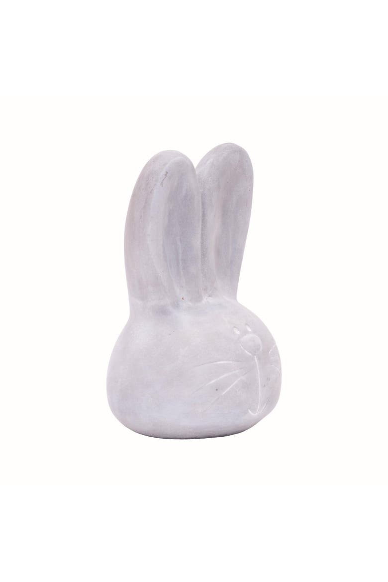 Smiling Easter Bunny Head Cement Decorative Figurine 6.1", Alternate, color, Gray