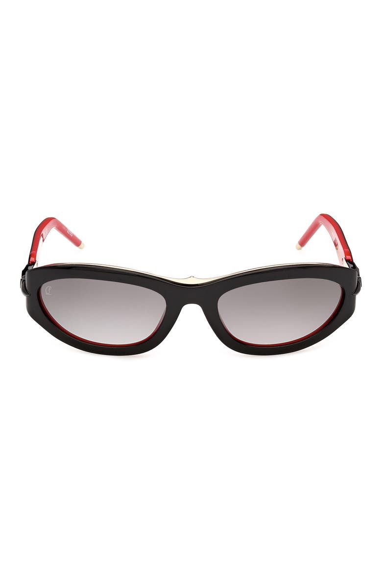 58mm Gradient Oval Sunglasses, Main, color, BLACK RED / SMOKE ZEISS