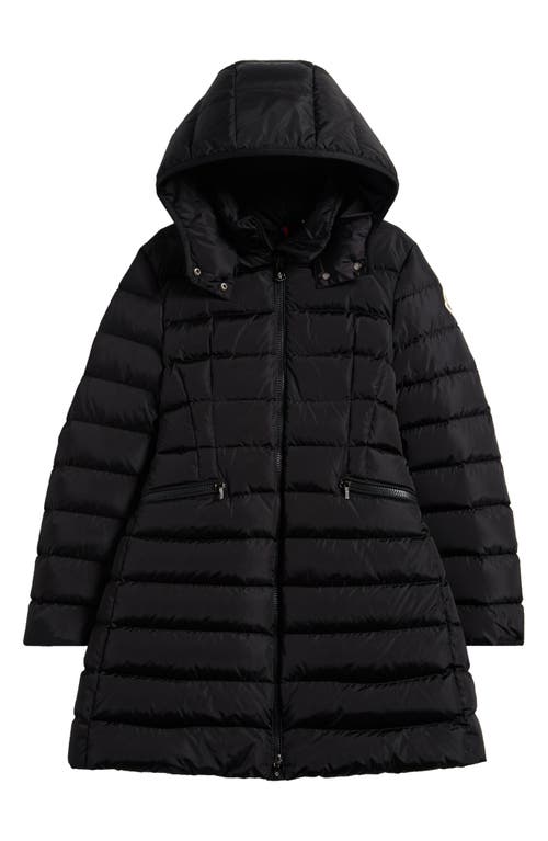 Moncler Kids' Charpal Down Puffer Long Coat In Black
