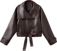 MANGO Faux Leather Belted Jacket