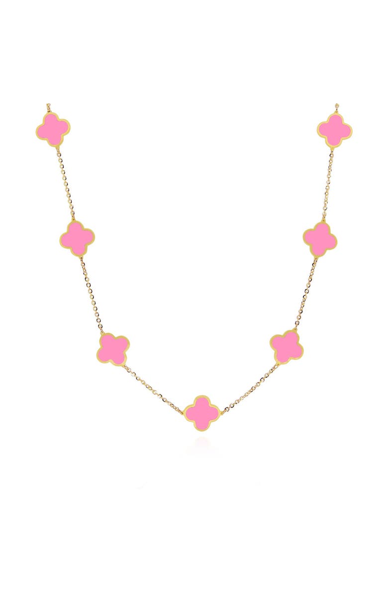 The Lovery Fine Jewelry Small Bubblegum Pink Clover Necklace, Main, color, Bubblegum Pink