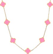 The Lovery Fine Jewelry Small Bubblegum Pink Clover Necklace