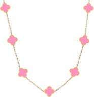 The Lovery Fine Jewelry Small Bubblegum Pink Clover Necklace
