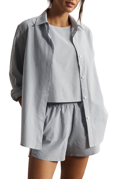 Saltair Oversize Seersucker Button-Up Shirt