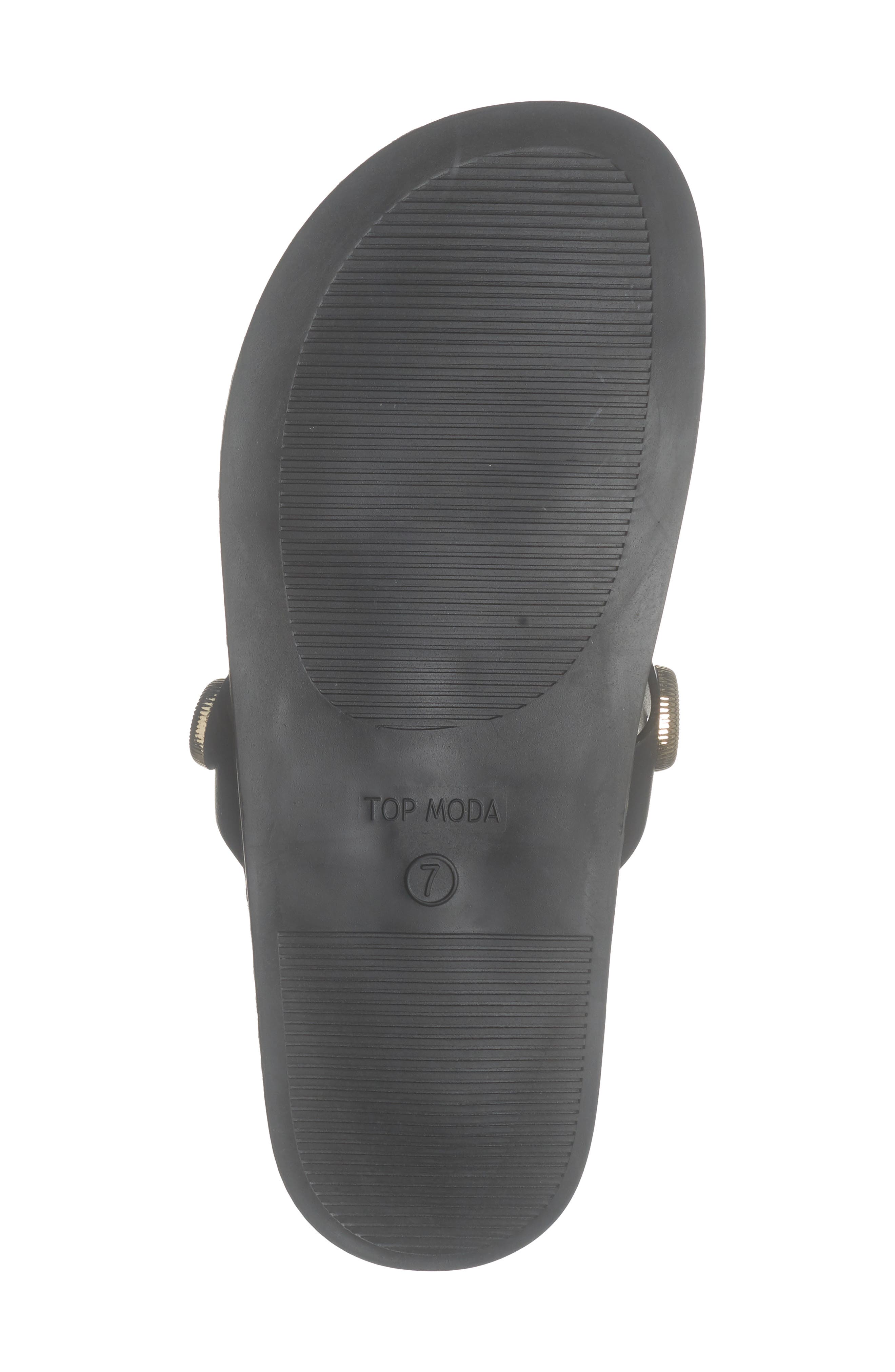 TOP MODA Sailor Slide Sandal, Alternate, color, Black Pu