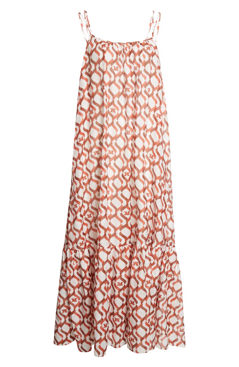 Max Mara Logo Print Cotton & Silk Maxi Sundress, Main, color, White