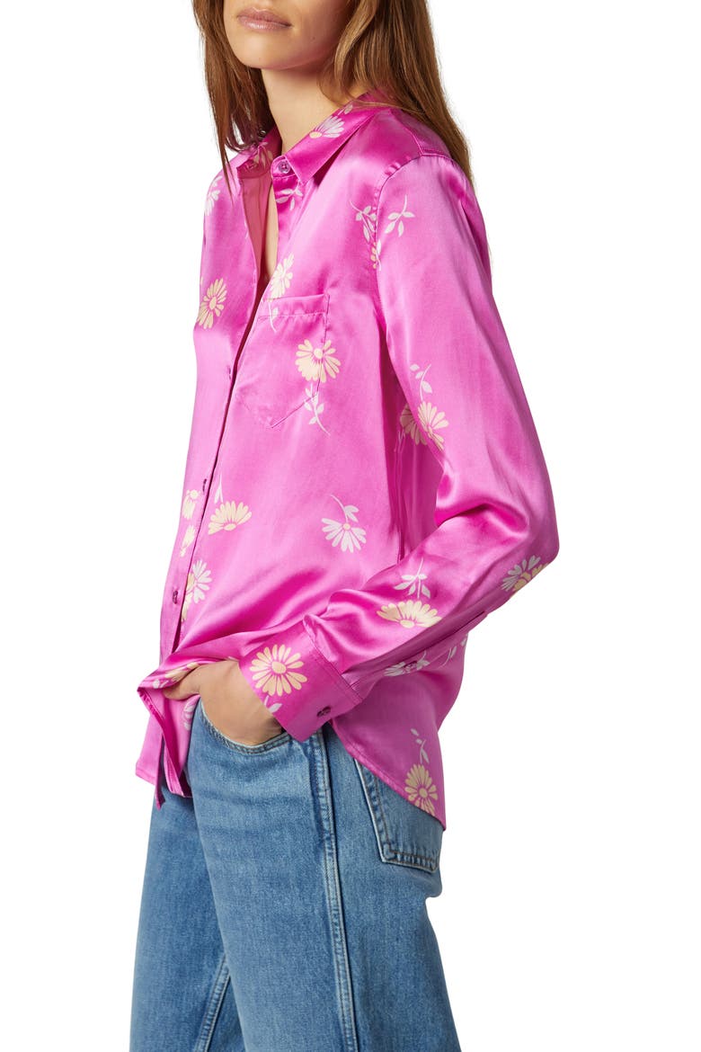 Leema Floral Print Silk Shirt, Alternate, color, ROSE MULTI