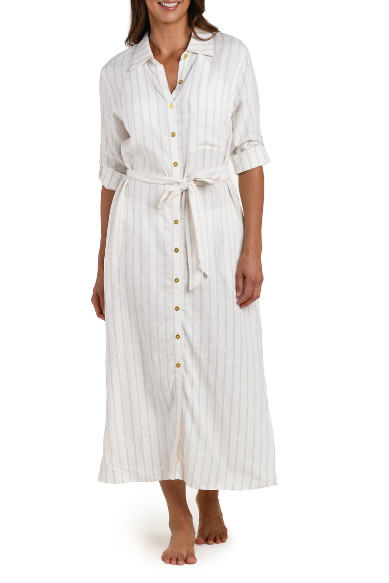 Delphine Coast Button Front Cover-Up Shirtdress, Main, color, CREAM