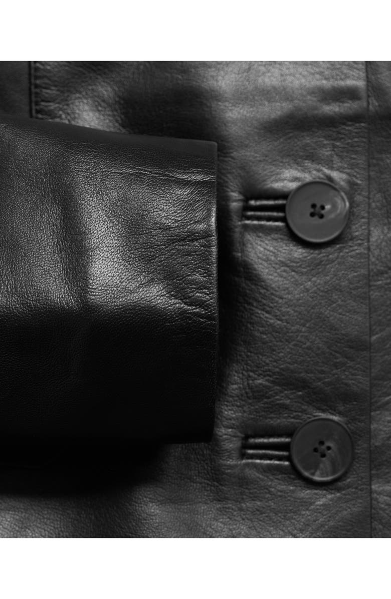 MANGO Leather Blazer, Alternate, color, Black